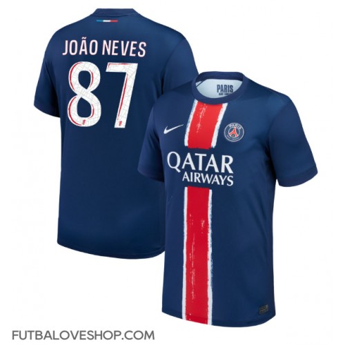 Dres Paris Saint-Germain Joao Neves #87 Domáci 2024-25 Krátky Rukáv